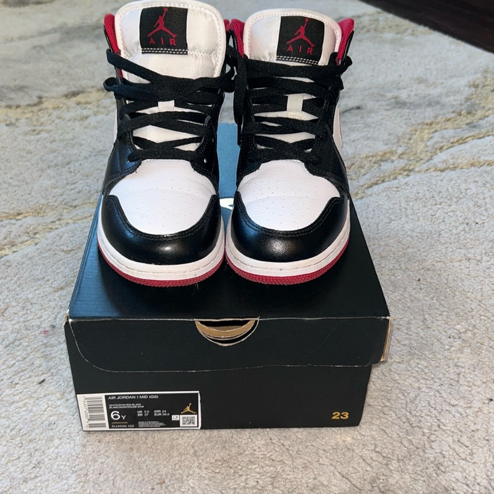 Boys Air Jordan Mid (GS) White/Gym Red-Black